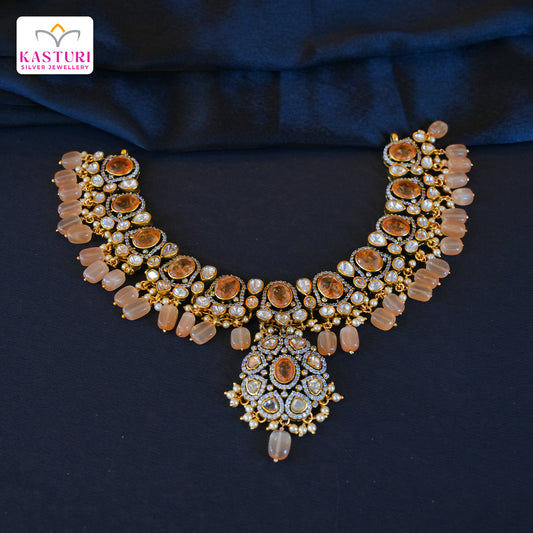 Victorian Polish Necklace - Orange Beads