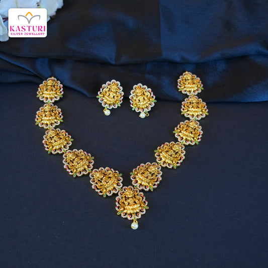 Gold Coated Lakshmi Devi Necklace